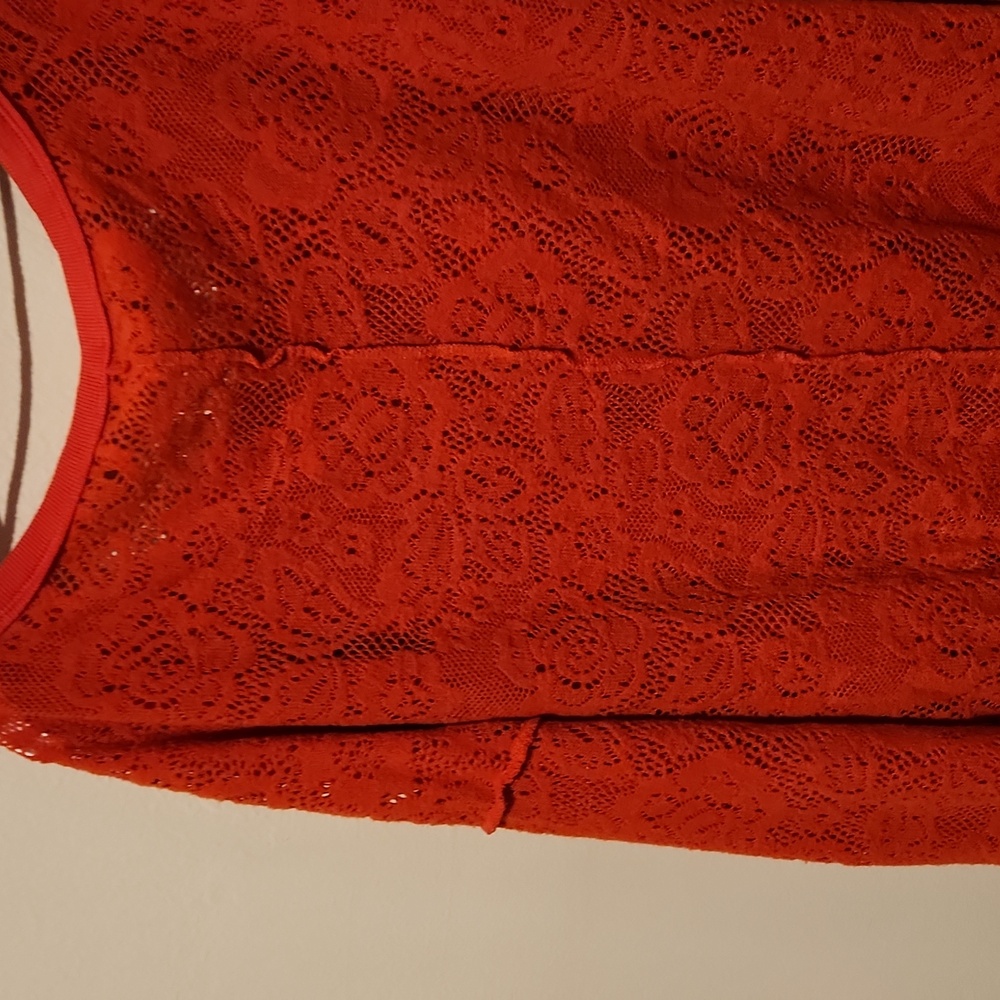 ❤️ FREE PEOPLE NOT COLD IN THIS LACE TOP, VIBRANT ORANGE, MEDIUM - Picture 13 of 15